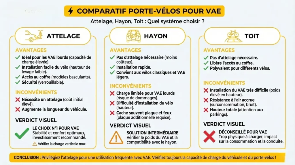 comparatif des types de porte vélo pour vae