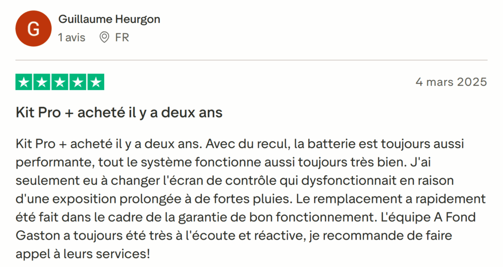 avis client kit pro+ a fond gaston