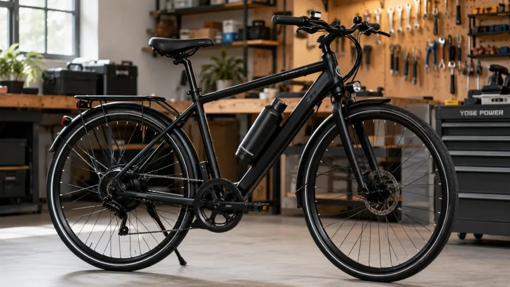 vélo dans un atelier après installation d'un kit yose power