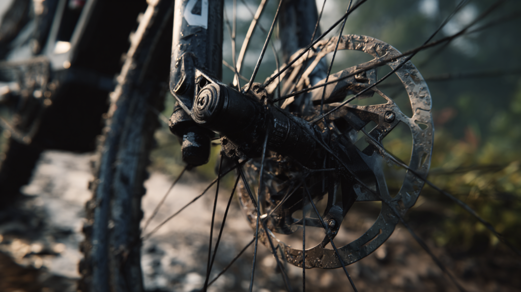 roue de vtt électrque en montagne