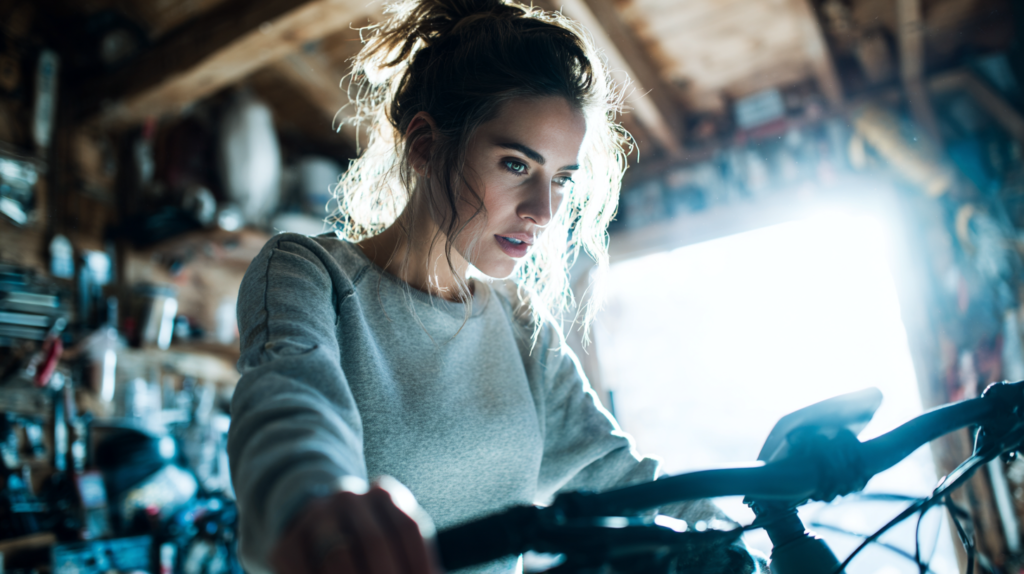 femme avec vélo électrique