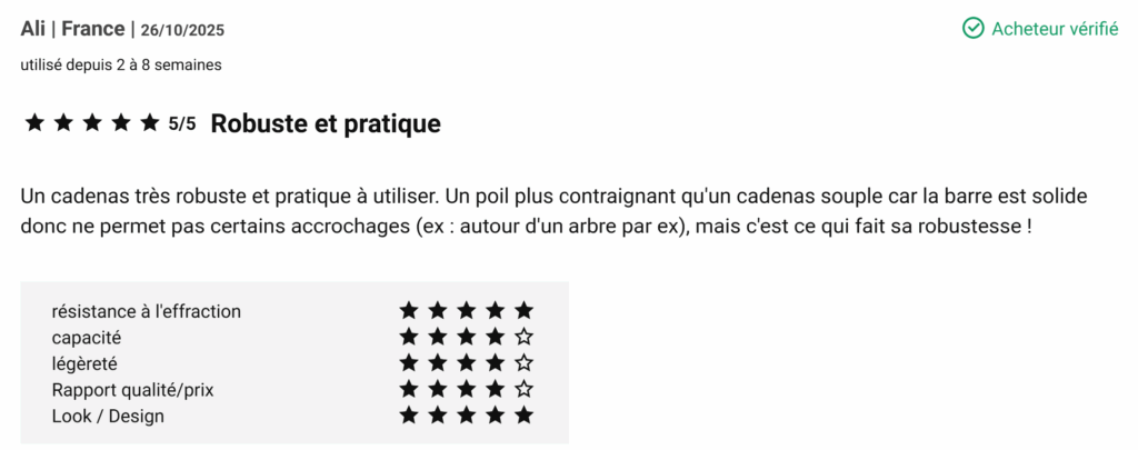 avis client sur l'antivol abus x plus