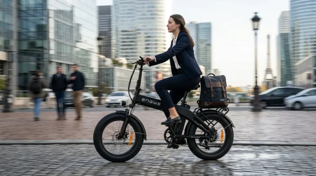 femme en vélotaf sur le ep 2 3.0 boost