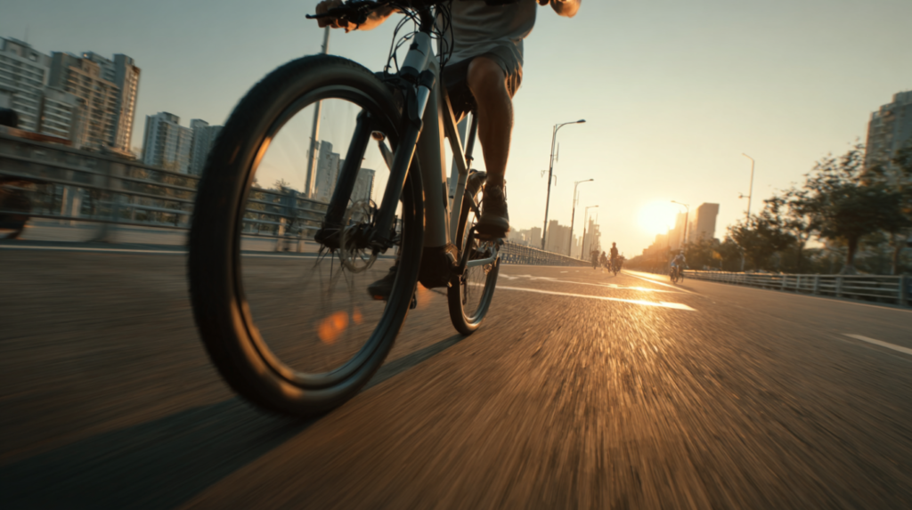 vélo électrique en ville sur du plat