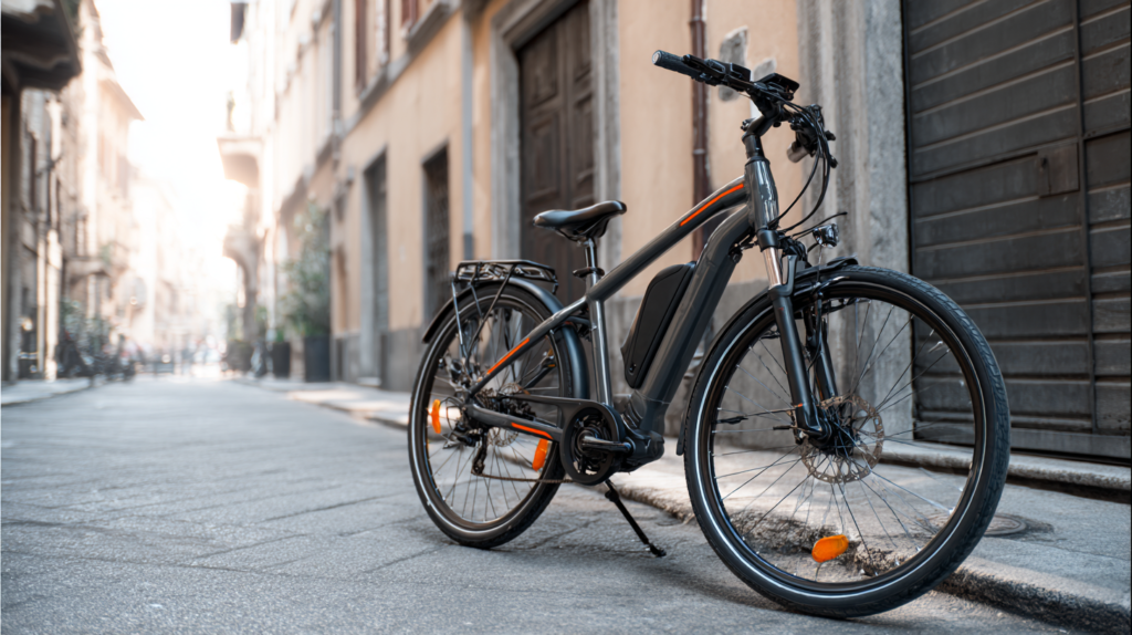 vélo reconditionné dans les rues d'une ville