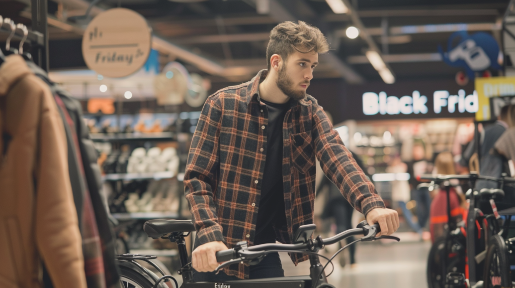 test d'un vélo électrique lors du black friday