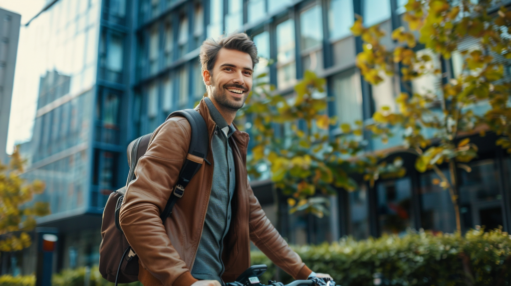 vélotafeur arrivé au travail en vélo électrique