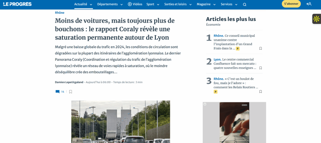 article sur les embouteillages lyonnais