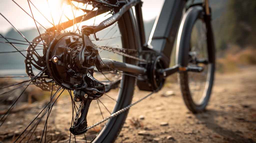 dérailleur externe sur vtt en montagne