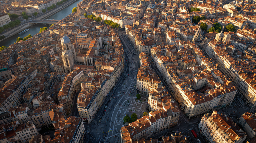 illustration d'une vue de lyon en drône