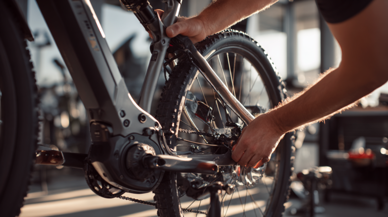 mécanicien qui débride un vélo électrique
