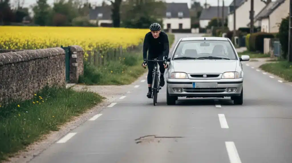 dépassement dangereux d'un automobiliste sur un cycliste