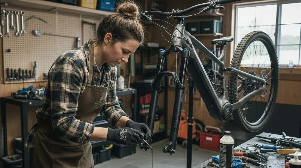 entretien d'une fourche suspendues sur vtt électrique