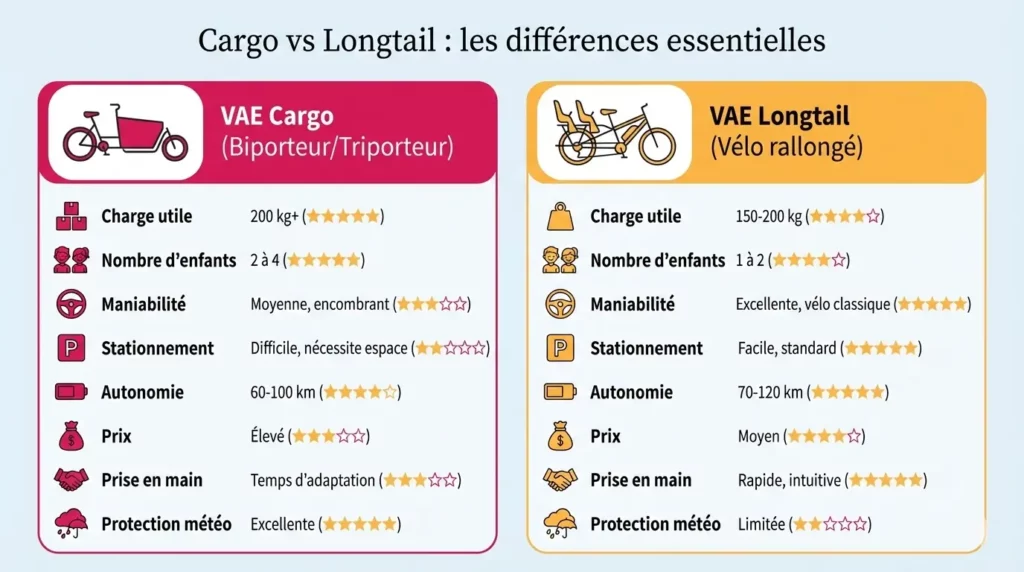 infographie différence entre vae cargo et longtail