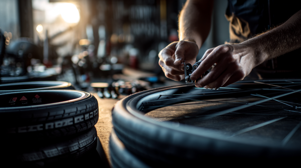 remplacement d'un pneu de vélo