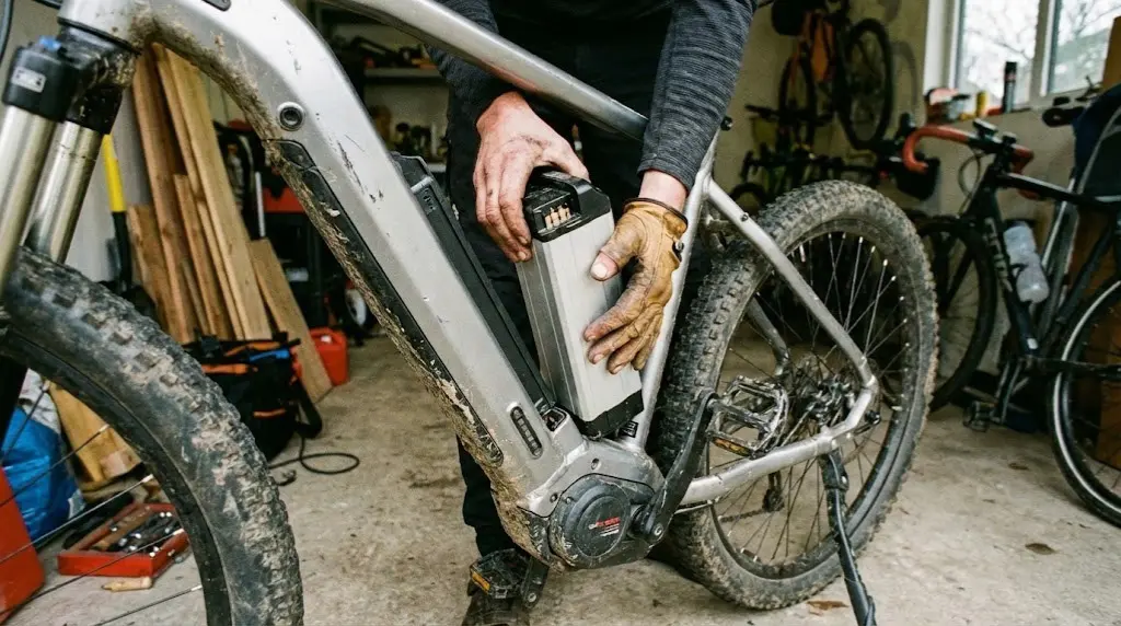 retrait batterie sur vélo électrique