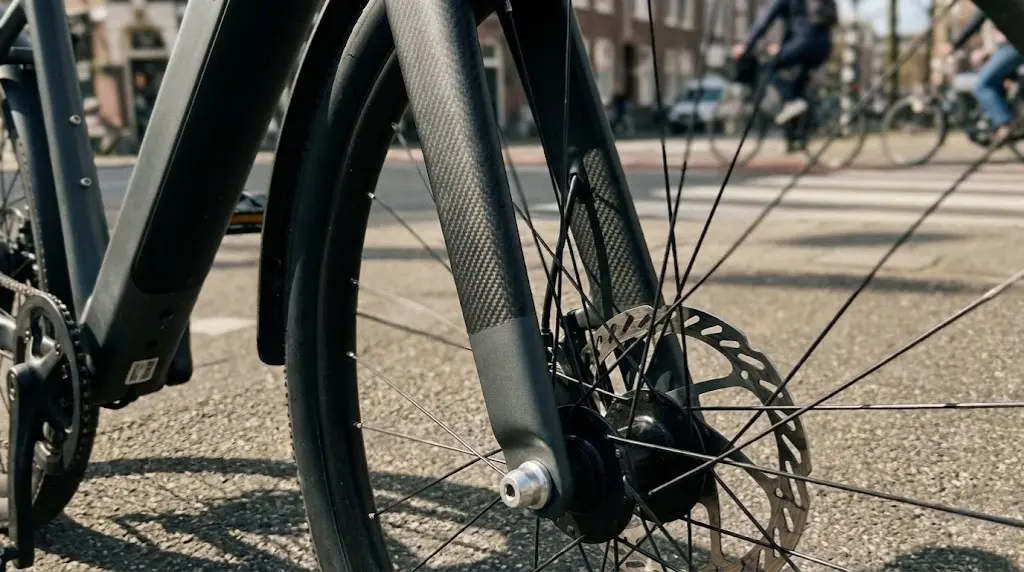 vélo à fourche rigide sur bitume