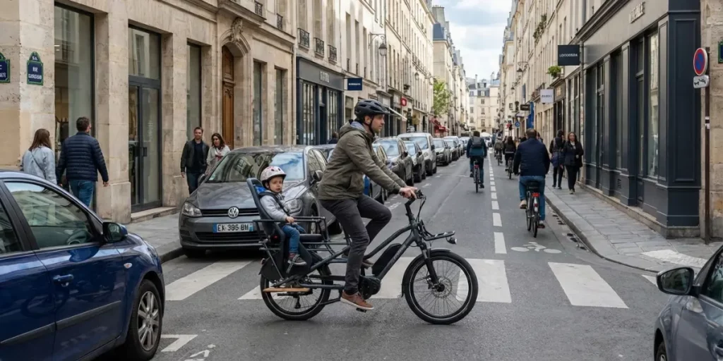 vélo électrique longtail pour transporter un enfant