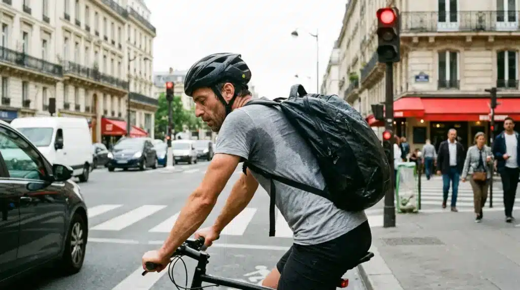 vélotaf avec un sac à dos