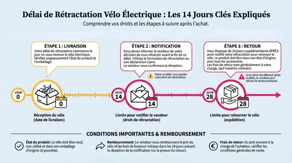 délais de rétractation pour l'achat d'un vélo électrique