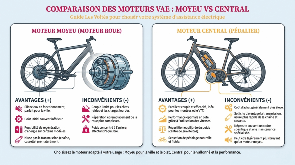 différenciation entre un moteur moyeu et central