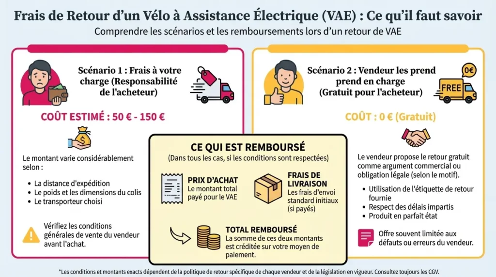 schéma expliquant les frais de retour pour un vae