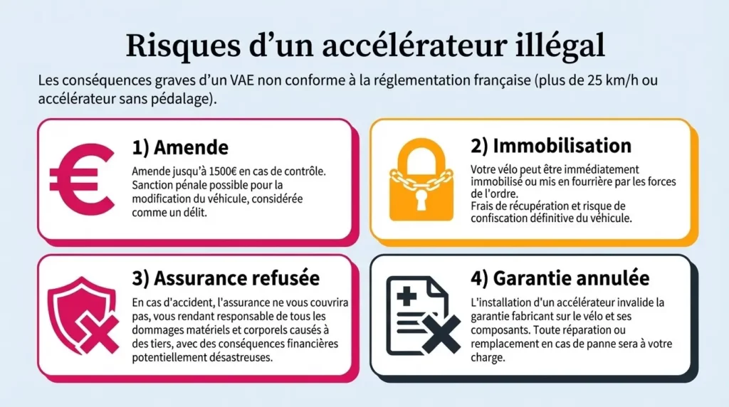 schéma sur les risques d'un accélérateur illégal
