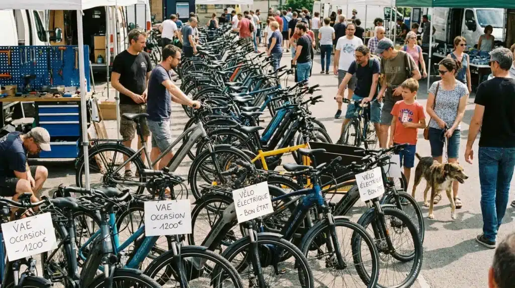 vente de vélo de seconde main sur une brocante