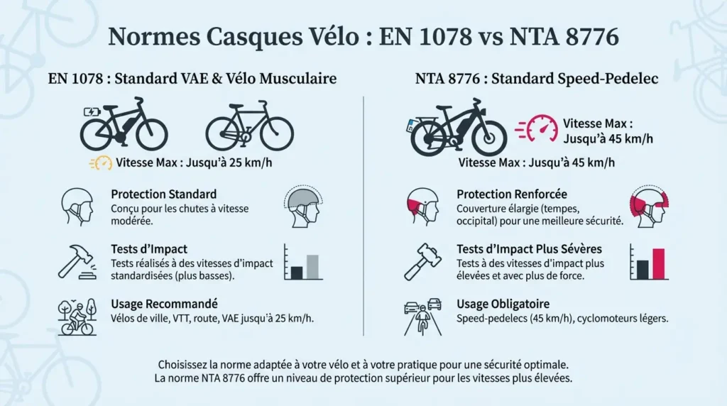 comparaison des normes de casque vélo