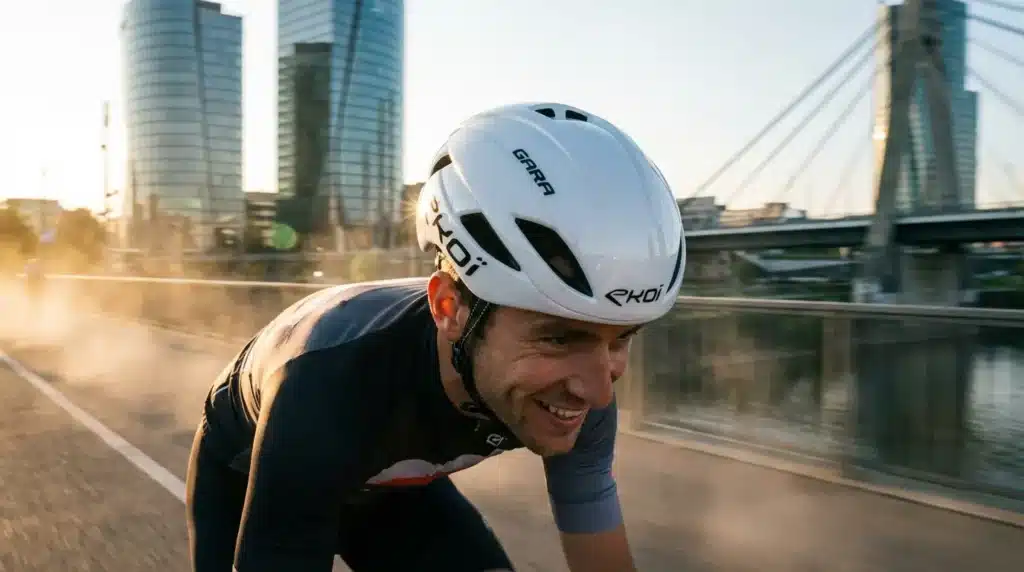 cycliste de route avec casque ekoi