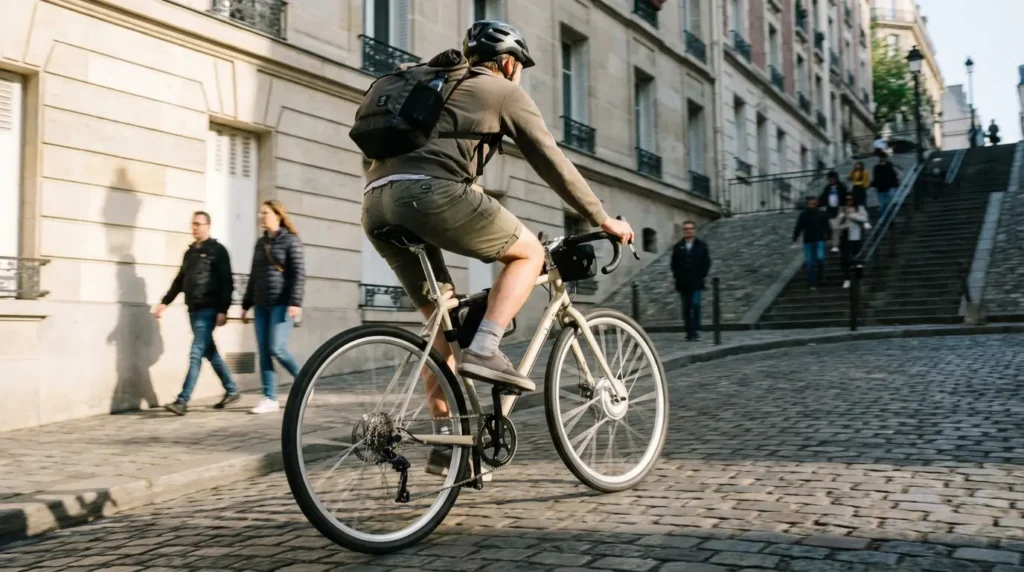 montée dans une rue à pavé avec un kit swytch