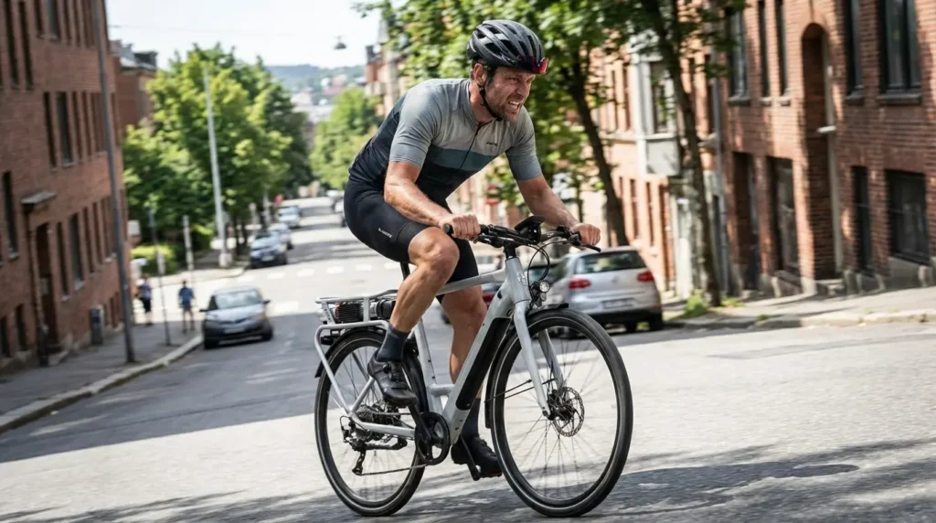 Montée difficile avec un vélo à supercondensateur