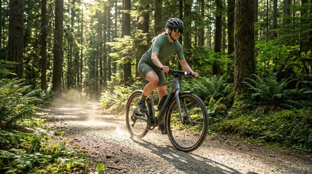 cycliste sur un vélo fiido c21
