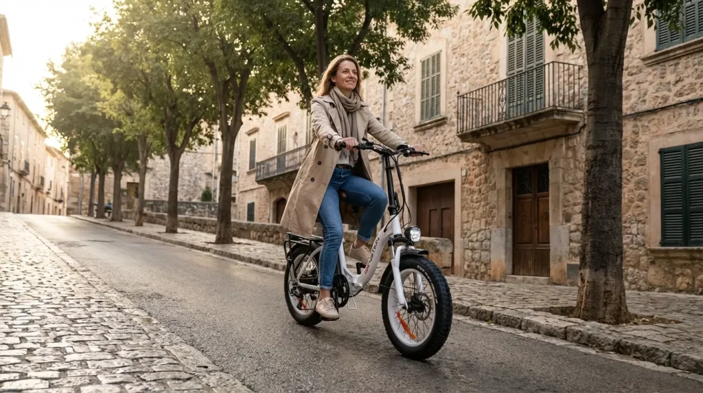 femme sur un vélo électrique drvetion ct20