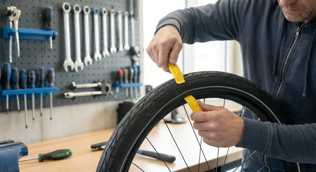 retrait d'un pneu de la jante