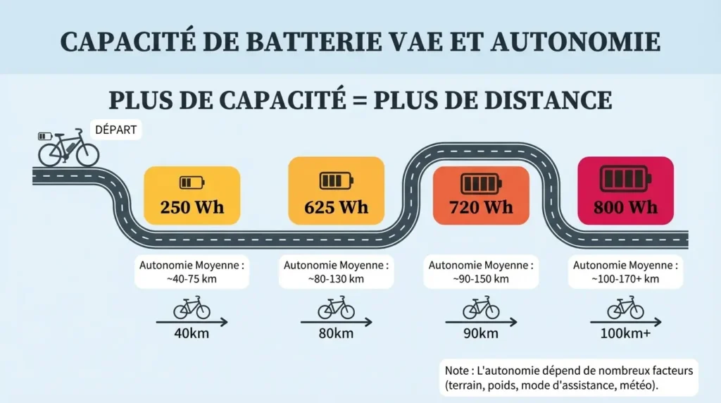 schéma expliquant la capacité de batterie et l'autonomie