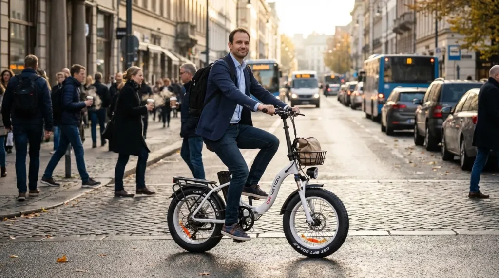 vélotafeur sur un vélo drvetion ct20