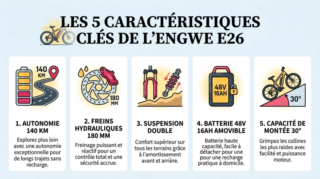 5 caractéristiques clés de l'engwe e26