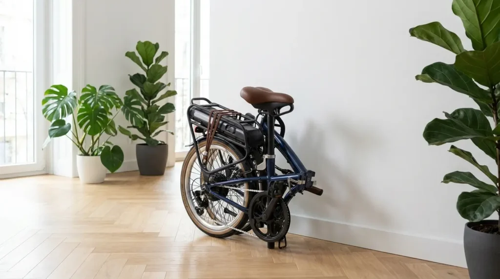 e fold 500 plié et rangé dans un appartement