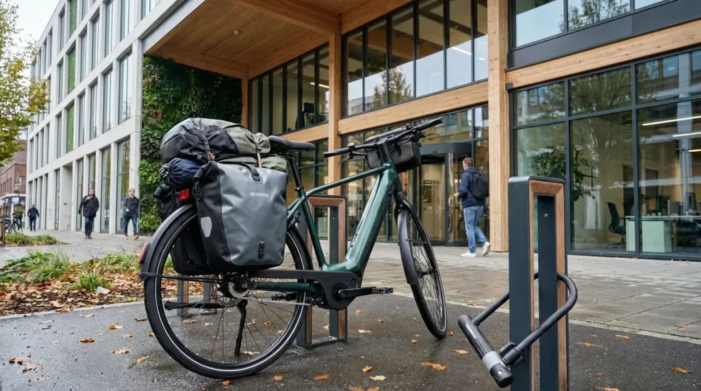 vélo électrique ld 920 e garé devant un bureau