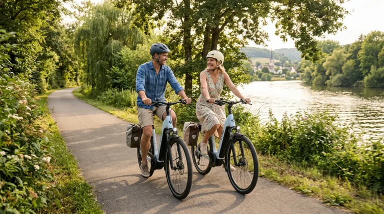 couple avec cube touring hybrid one en balade