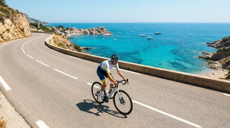 cycliste en bord de mer avec orbea gain m40