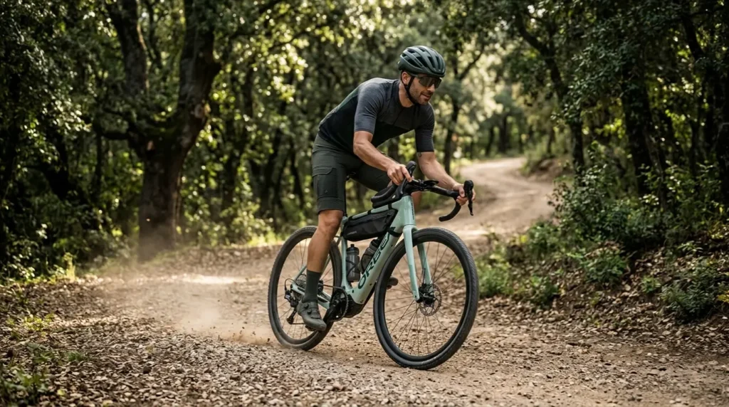 cycliste sur son gravel orbea