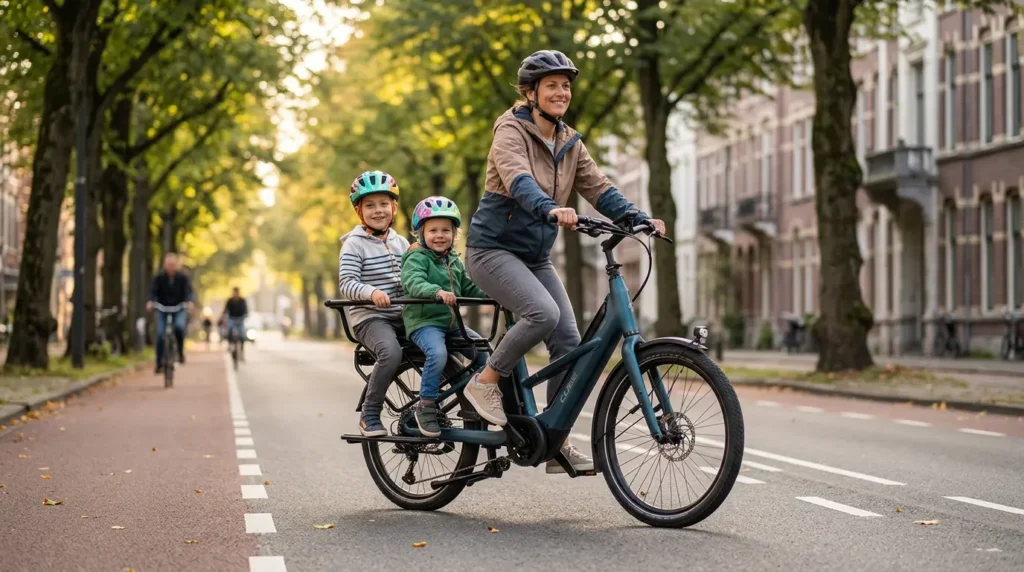 maman et ses enfants sur un cube longtail hybrid 800