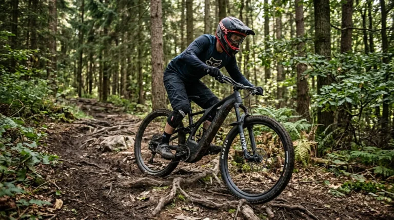 vtt électrque en pleine descente