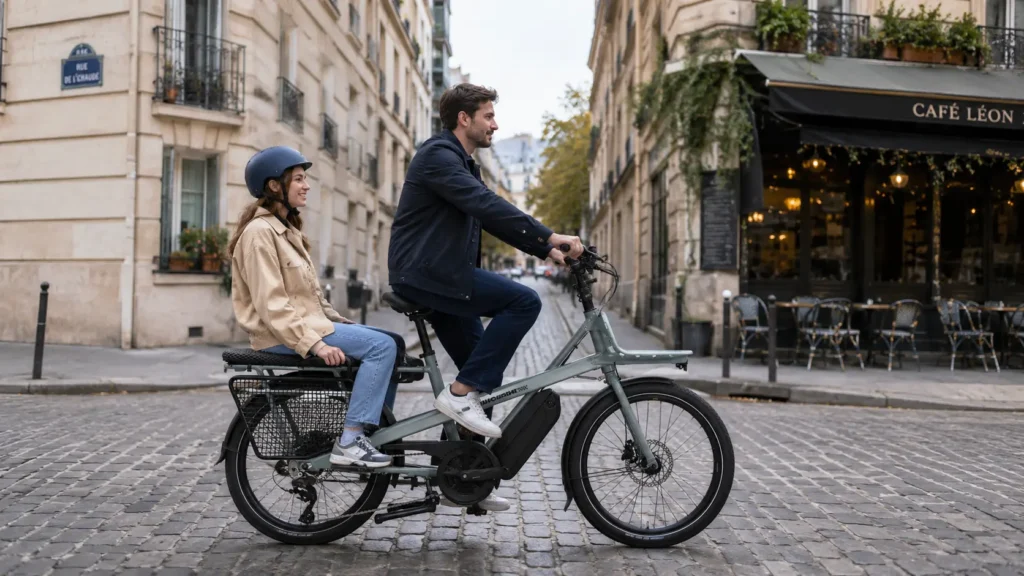 couple sur un vélo électrique 2 places