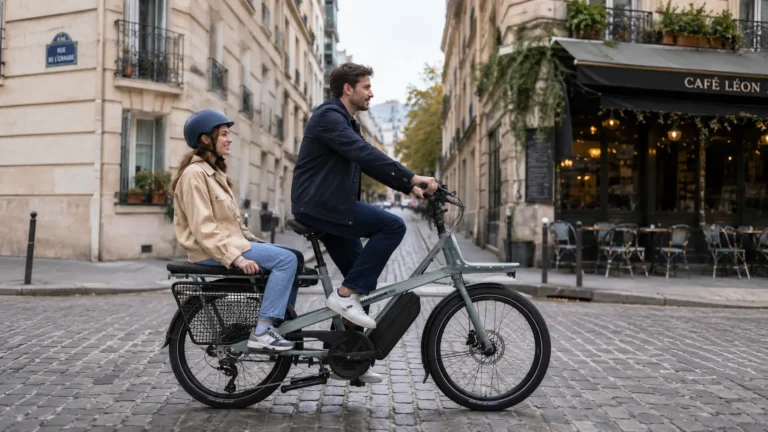 couple sur un vélo électrique 2 places