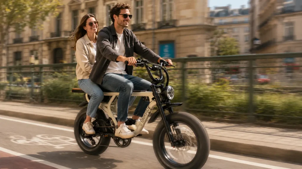 couple sur une piste cyclable avec un fatstreet d'unikride