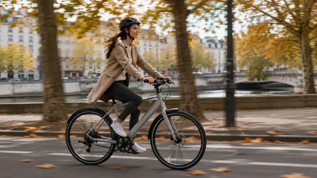 femme en ville avec son dyu stroll