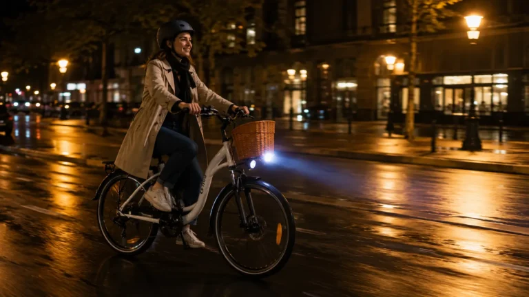 femme sur un dyu c6 en pleine nuit